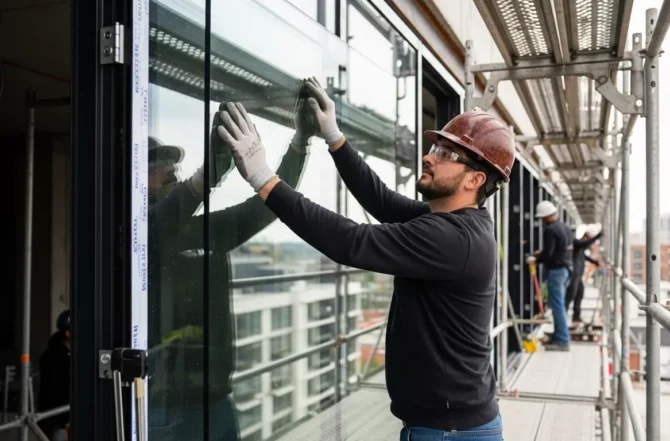 Colocação de vidros comuns (float, impresso, etc.)