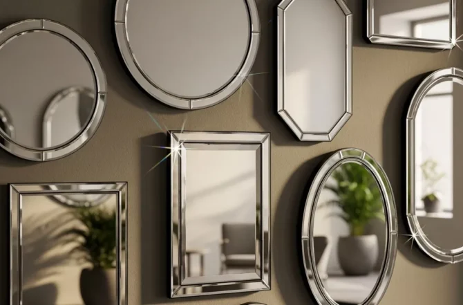 Espelhos bisotados e lapidados para decoração