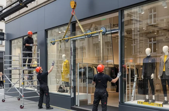 Instalação de vitrines para lojas
