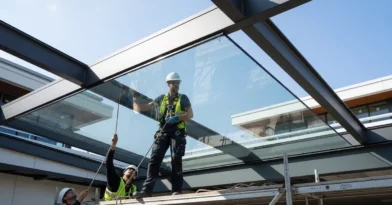 Montagem de coberturas em vidro laminado ou temperado