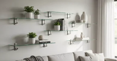 Prateleiras de vidro sob medida com suportes